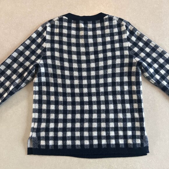 J. Crew Navy Cashmere Gingham Sweater ASO Wednesday Addams - Picture 8 of 13